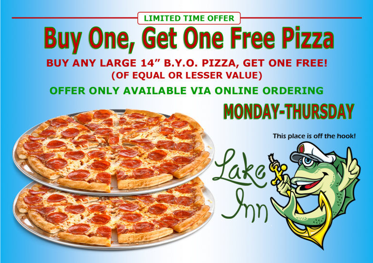 Lake Inn BOGO Pizza Special v2 Lake Inn Lapeer