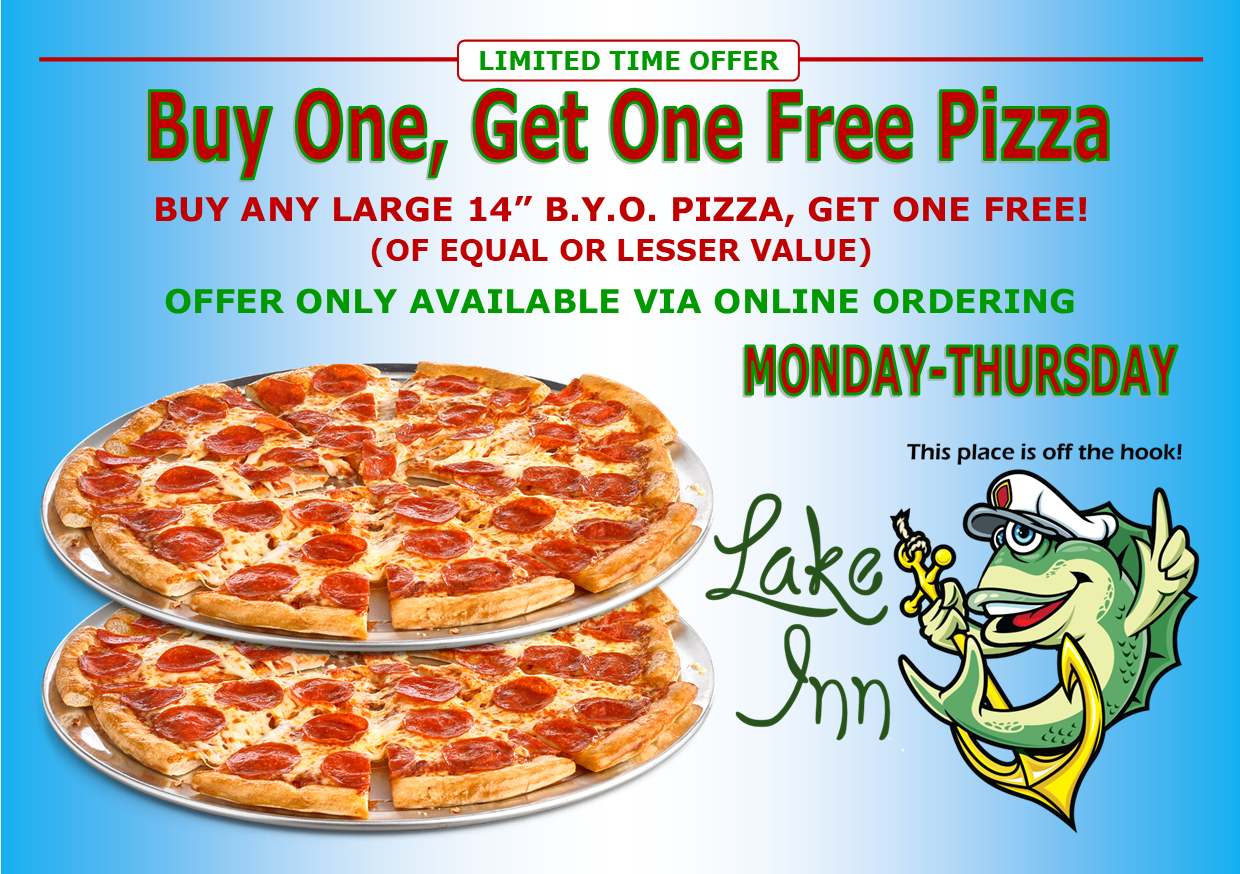 Lake Inn BOGO Pizza Special v2 Lake Inn Lapeer